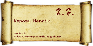 Kaposy Henrik névjegykártya
